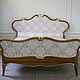 High beautiful bed of walnut, decorated with gold leaf. Created based on the movie of Angelina Jolie `Cote d'azur`.

