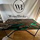 Стол из граба с изумрудной заливкой эпоксидной смолой 200х100. Столы. WoodBroker. Ярмарка Мастеров.  Фото №6