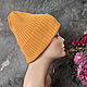 Women's knitted hat, beanie, slouch hat, pumpkin, Caps, Ozersk,  Фото №1