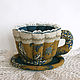 Cup and saucer. Textile candy bowl, mustard, gift. Single Tea Sets. Elena Gavrilova. My Livemaster. Фото №6