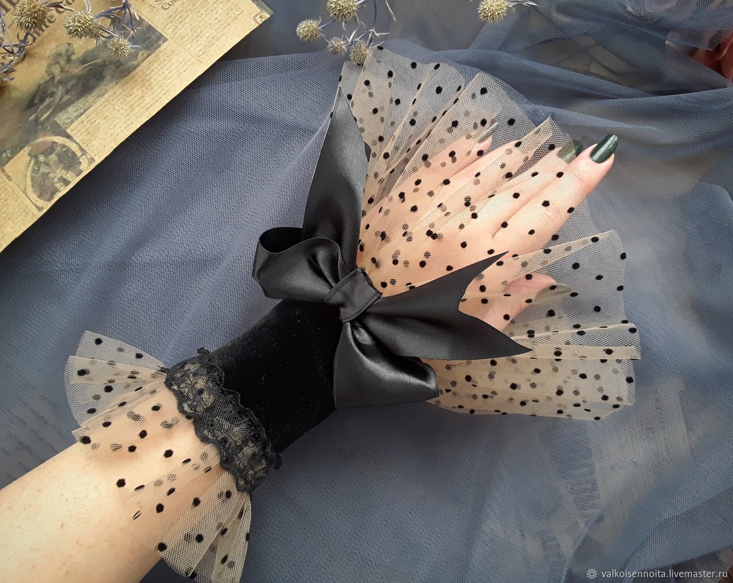 Манжеты \" Бархатный горошек \" – заказать на Ярмарке Мастеров – NNOB4RU ...