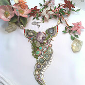 Украшения handmade. Livemaster - original item Paradise Garden necklace with carved bird, natural stones. Handmade.