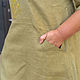 NATALINI р-р 58-64 Льняное бохо платье в пол олива с вышивкой. Платья. NATALINI. Ярмарка Мастеров.  Фото №5
