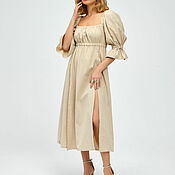 Одежда handmade. Livemaster - original item Cotton dress in beige color. Handmade.