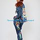 Denim suit  rainbow cat hand painted pop art. Suits. Exclusive clothes Dneproart (dneproart). My Livemaster. Фото №5