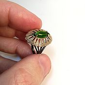 Украшения handmade. Livemaster - original item Designer ring with chrome diopside, cabachon Marquis cut. Handmade.
