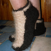 Аксессуары handmade. Livemaster - original item Women`s knitted slippers Underfur contrast. Handmade.