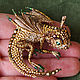Brooch dragon "Goldie".  Embroidered dragon. Golden dragonet. Brooches. master Alena Litvin. My Livemaster. Фото №4