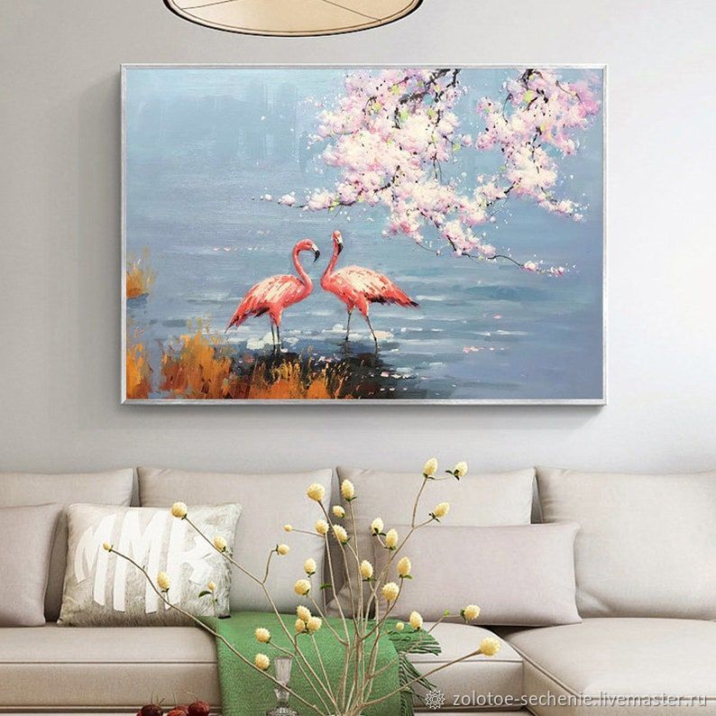 Картина розовый фламинго. Живопись маслом на холсте, Картины, Санкт-Петербург,  Фото №1