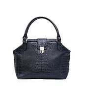 Сумки и аксессуары handmade. Livemaster - original item Bag made of dark blue leather with crocodile embossed. Handmade.