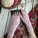 Вязаные митенки Primula pink, розовые митенки, митенки на осень весну, Митенки, Липецк,  Фото №1