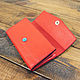 Women's leather wallet red with magnetic ring button, Wallets, Volzhsky,  Фото №1
