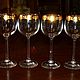 Beautiful set of 6 wine glasses, Bohemian glass, Vintage glasses, Moscow,  Фото №1