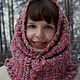 Melange knitted Snood warm hat mittens(pink olive). Mittens. Палантины, шали, джемпера, шарфы - подарки на Новый год 2023,   'Azhur. My Livemaster. Фото №4