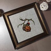 Картины и панно handmade. Livemaster - original item Picture embroidered with a cross, Acorn, embroidery. Handmade.