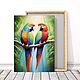  Картина Попугаи в тропиках, на холсте 70 х 50 см. Картины. MariaDavi Art. Интернет-магазин Ярмарка Мастеров.  Фото №2