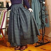 Одежда handmade. Livemaster - original item The skirt is long in a dark checkered cage. Handmade.