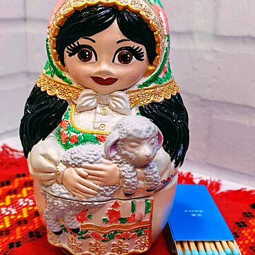 Для дома и интерьера ручной работы. Ярмарка Мастеров - ручная работа Матрешка с ягненком шкатулка 3в 1. Handmade.