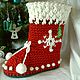  Handmade Christmas boot made of large cord, Christmas sock, Kabardinka,  Фото №1