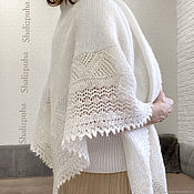 Аксессуары handmade. Livemaster - original item Shawls: white knitted shawl shawl 140-135 cm ( 308). Handmade.