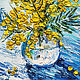 Картина с желтыми цветами мимоза  в вазе  маслом. Картины. СветКартины Svetlana Samsonova. Ярмарка Мастеров.  Фото №4