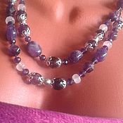 Necklace - choker made of pearls and rose quartz