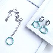 Украшения handmade. Livemaster - original item Jewelry Set: turquoise pendant and earrings. Handmade.