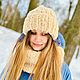  Комплект из шапки и снуда ручной вязки кремовый, Шапки, Москва,  Фото №1