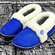 Women's blue fur Slippers, Slippers, Moscow,  Фото №1