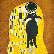 Картины и панно handmade. Livemaster - original item The painting Kiss of a cat based on Klimt. Handmade.