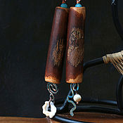 Boho pin brooch made of linen and polymer 