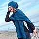 Комплект вязаный Шапка/Шарф-палантин ФЕМИНА/НОЛАН морская волна. Комплекты головных уборов. Вязаный кэжуал  UNIC Ирина. Интернет-магазин Ярмарка Мастеров.  Фото №2