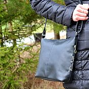 Сумки и аксессуары handmade. Livemaster - original item Women`s Black Bag with Genuine Leather Pockets. Handmade.