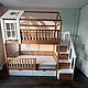 Детская двухъярусная кровать домик с лестницей комодом из массива, Кровати, Санкт-Петербург,  Фото №1