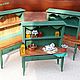 doll furniture for dolls miniature for Dollhouse doll food for my dolls collectible miniature doll house sideboard for dolls turquoise
