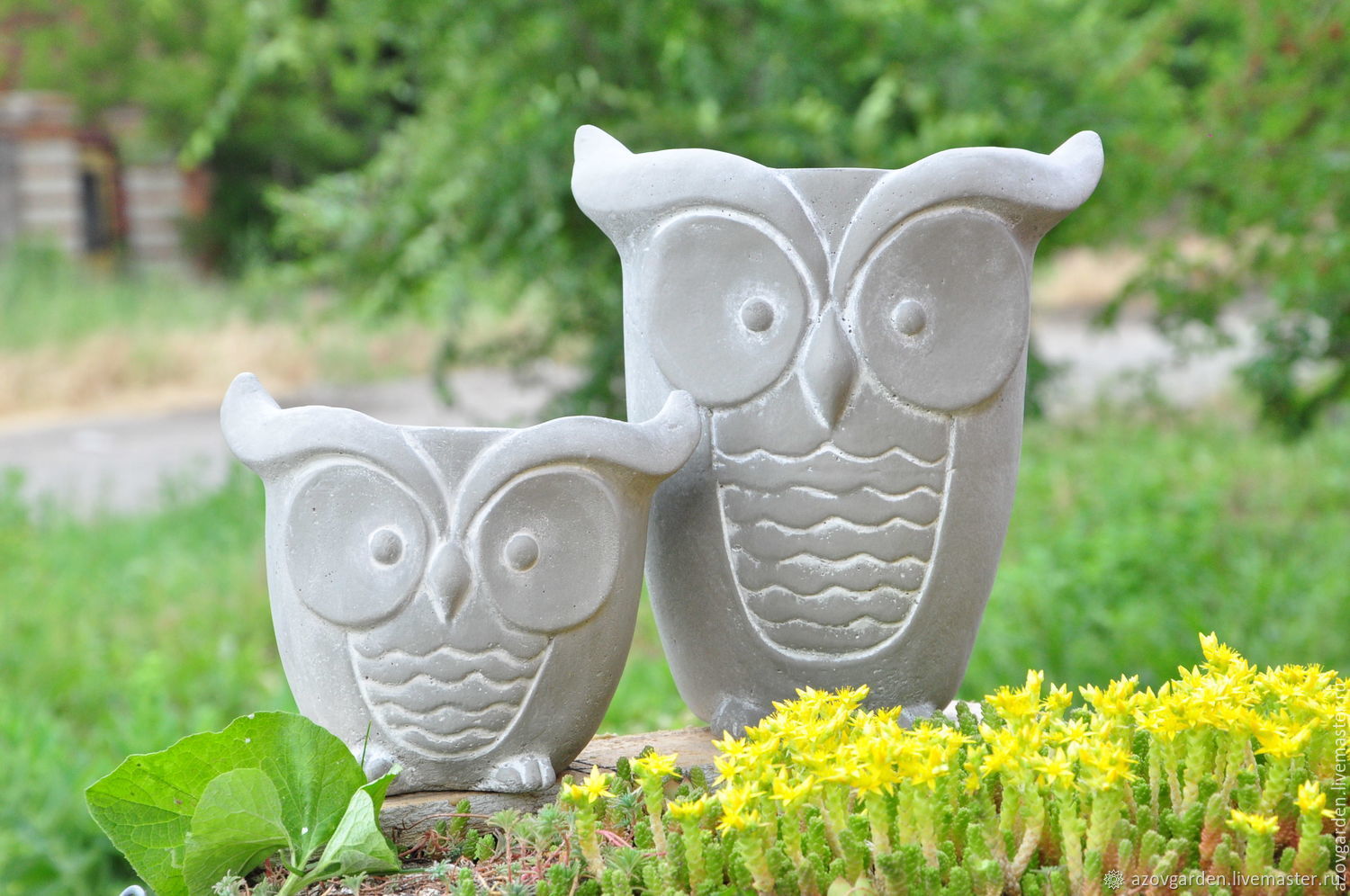 Owl large and small concrete pots for home and garden, Vases, Azov,  Фото №1