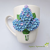 Посуда handmade. Livemaster - original item Mug with lilac. Handmade.