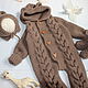 Order Knit kit. Knitted Romper Bear. Hat with ears. booties. Oksana Demina. Livemaster. . Overall for children Фото №3