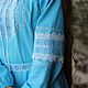 Платье льняное Благополучие голубое. Народные платья. Берегиня - Русский стиль. Ярмарка Мастеров.  Фото №5
