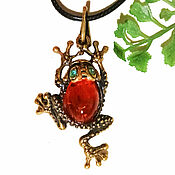 Украшения handmade. Livemaster - original item Frog pendant made of amber decoration Toad talisman for good luck. Handmade.