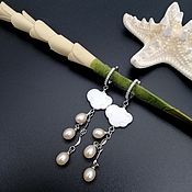 Украшения handmade. Livemaster - original item Classic earrings: with pearls and mother-of-pearl 