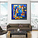 Giant Square Blue Yellow Painting 100cm abstract Shapes. Pictures. paintmart (oikos). My Livemaster. Фото №6