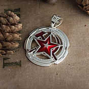 Украшения handmade. Livemaster - original item Red Alert Medallion. The Hammer and sickle. USSR. Soviet Union brass silver. Handmade.