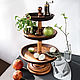 Three-tiered vase for fruit and sweets (fruit bowl) made of cedar V16, Plates, Novokuznetsk,  Фото №1