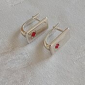 Украшения handmade. Livemaster - original item Geometry earrings, mini rectangles with garnets in 925 silver. Handmade.