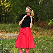 Джерси шерсть с хлопком плотное ярко-красного цвета для платьев
