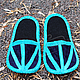 Zapatillas de deporte de la mascotas de la gamuza con la plantilla de fieltro Turquesa azul oriente. Slippers. Katorina Rukodelnica HandMadeButik. My Livemaster. Фото №4