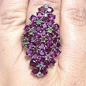 Украшения handmade. Livemaster - original item Ring with Garnets and Sapphires. Handmade.
