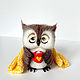 Совушка. Сова с кружкой, в пледе. Войлочная игрушка. Клюева Евгения Beautiful Owl. Ярмарка Мастеров.  Фото №11