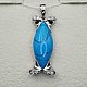 Silver pendant with natural turquoise 23h10 mm, Pendants, Moscow,  Фото №1